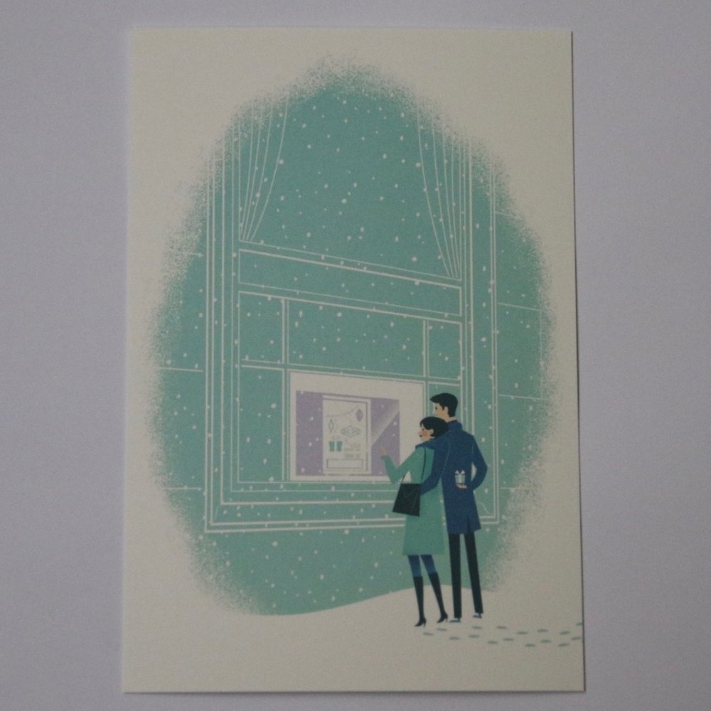 Tiffany & Co Postcard Fifth Avenue Storefront Window Shopping Holiday Greetings